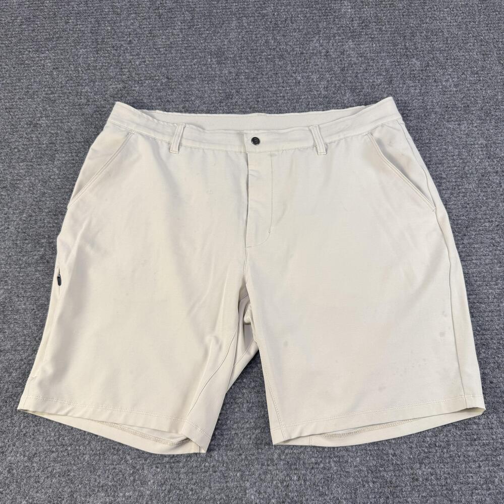 BYLT Kinetic Shorts Mens 40 Beige Khaki Performance Stretch Golf Casual